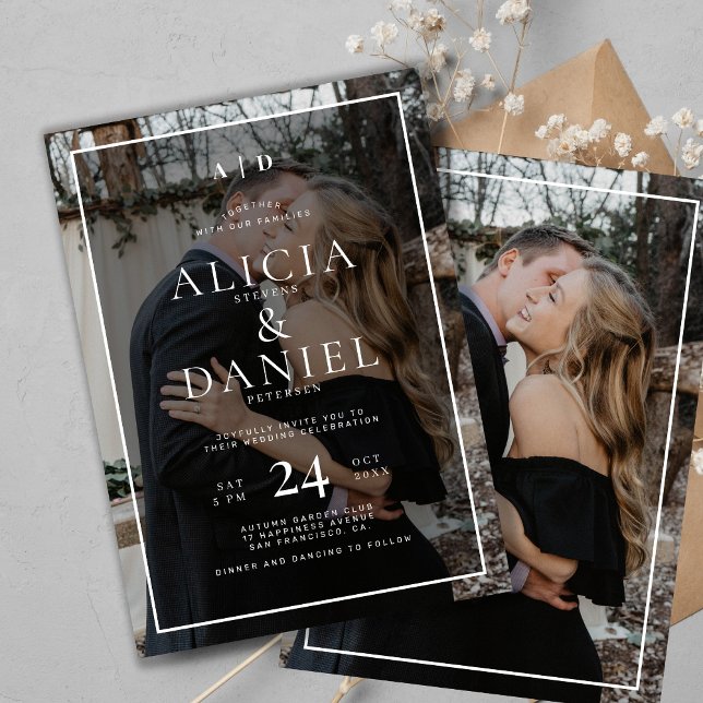Invitation Mariage photo 2 typographie simple moderne (Créateur téléchargé)
