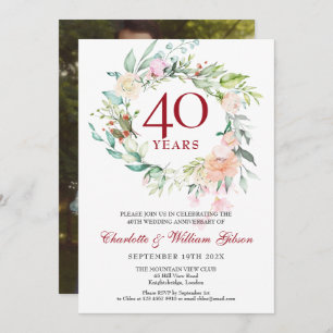 Invitation Mariage Photo 40e anniversaire de Ruby Garland Ros