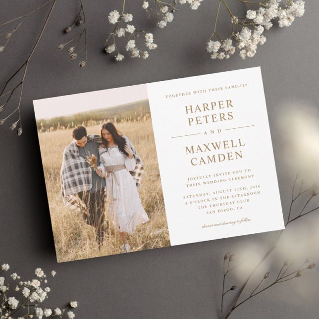 Invitation Mariage photo à typographie simple (Créateur téléchargé)
