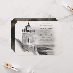 Invitation Mariage photo Abstrait du phare noir et blanc