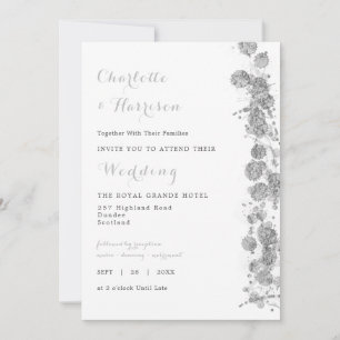 Invitation Mariage photo Abstrait Silver blanc