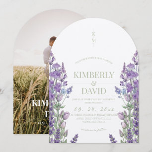 Invitation Mariage photo aquarelle lavande rustique