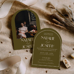 Invitation Mariage Photo Arc Classieux Prairie Argent Ancien