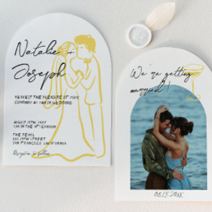 Invitation Mariage Photo Arc Dessiné à la Main