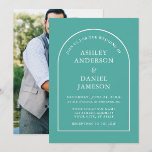 Invitation Mariage Photo Arc Télégraphique Moderne Élégant