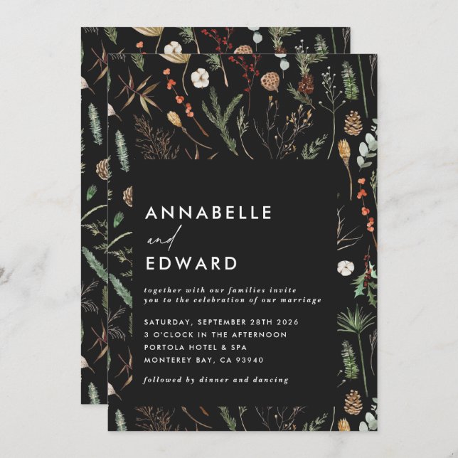 Invitation Mariage photo arche aquarelle botanique floral (Devant / Derrière)