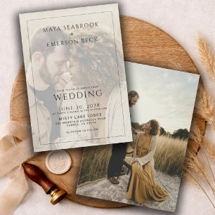 Invitation Mariage photo avec superposition rustique moderne