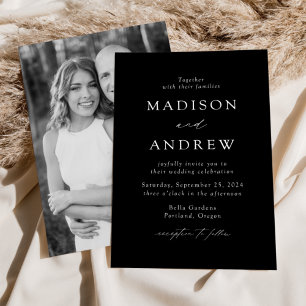 Invitation Mariage photo Black and White Modern Elegance