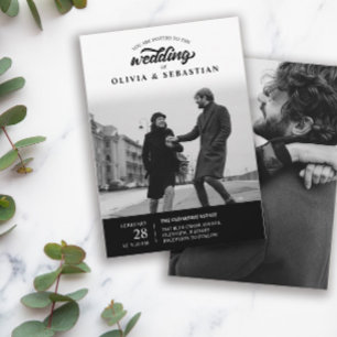 Invitation Mariage photo Black Elegant