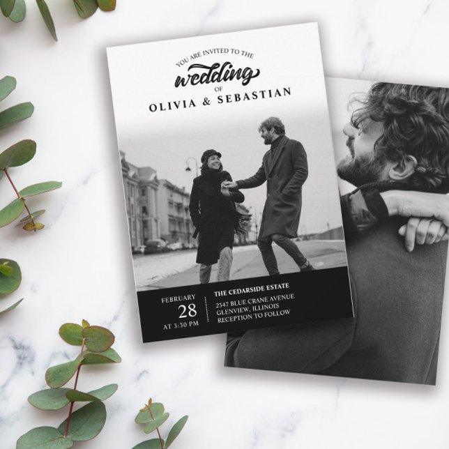 Invitation Mariage photo Black Elegant (Créateur téléchargé)