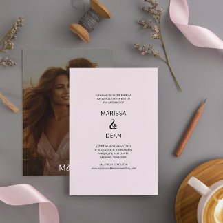 Invitation Mariage photo blanc minimaliste