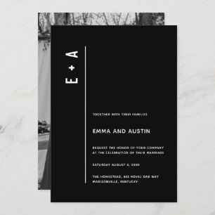 Invitation Mariage photo blanc noir minimaliste moderne