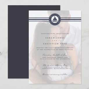 Invitation Mariage photo bleu marine