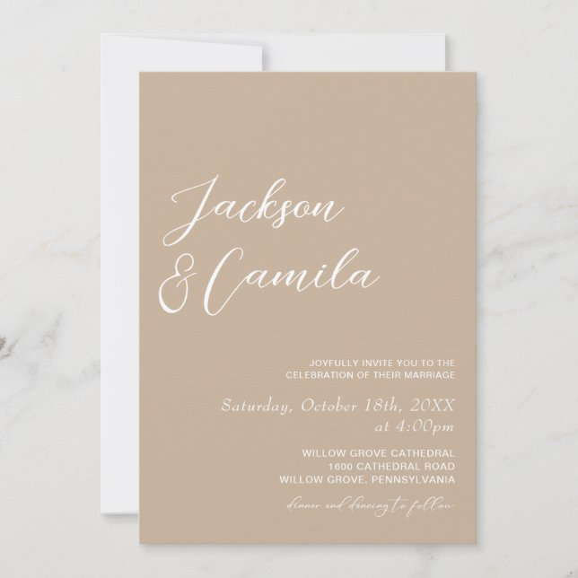 Invitation Mariage photo Bohème Beige  (Devant)