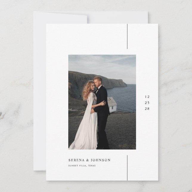 Invitation Mariage photo Bohème Minimaliste (Devant)