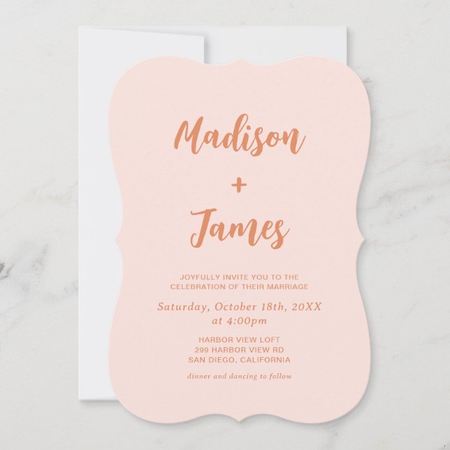 Invitation Mariage Photo Bohème Rétro Orange  (Devant)