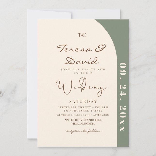 Invitation Mariage photo boho moderne (Devant)