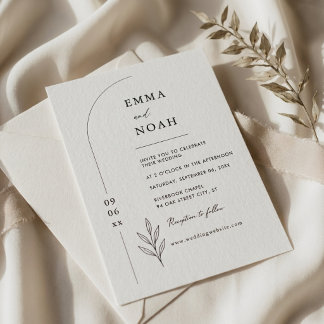 Invitation Mariage photo botanique budget arche moderne