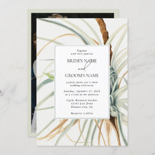 Invitation Mariage photo botanique neutre en aquarelle