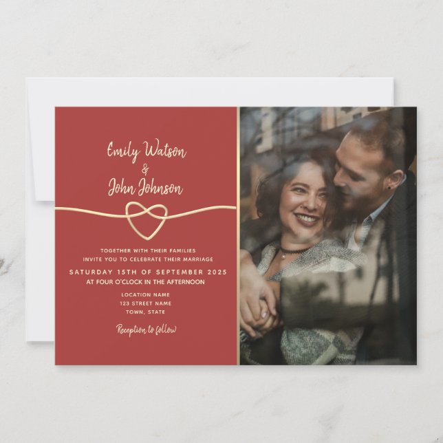 Invitation Mariage photo Bourgogne (Devant)