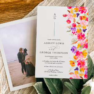 Invitation Mariage photo chère élégante automne floral