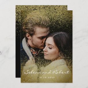 Invitation Mariage photo Chic Gold Parties scintillant superp