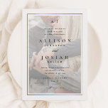 Invitation Mariage photo classique Elegant Gold<br><div class="desc">Ce Faire-part de mariage classique Elegant Gold Photo est simple et polyvalent. Il présente un design chic blanc et noir avec une photo arrière - plan douce, monogramme, cadre or simple et texte modifiable en forme sur le devant. L'arrière comporte une photo verticale en couleur. Cliquez sur le bouton Modifier...</div>