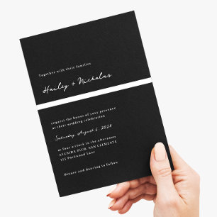 Invitation Mariage photo classique élégant noir gras en-tête