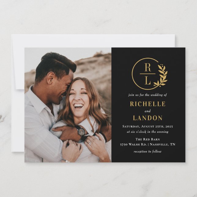 Invitation Mariage photo couleur éditable de la couronne tend (Devant)