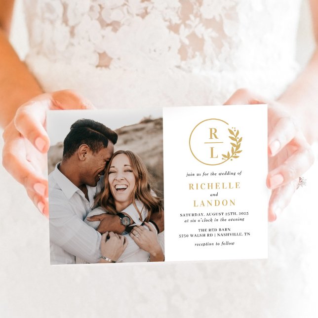 Invitation Mariage photo couleur éditable de la couronne tend (Créateur téléchargé)