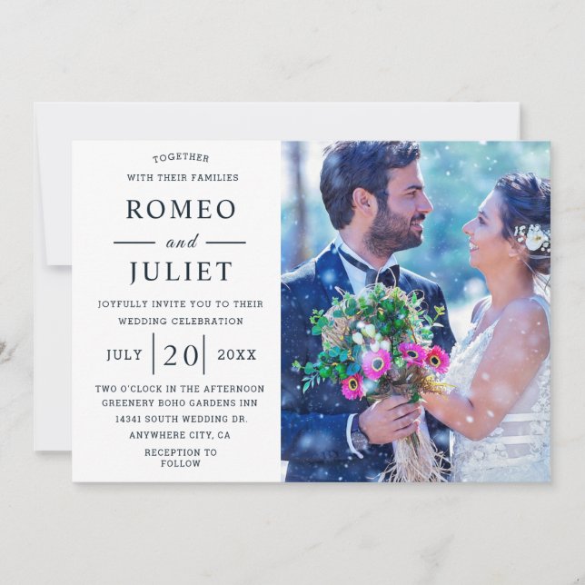 Invitation Mariage photo couple romantique (Devant)