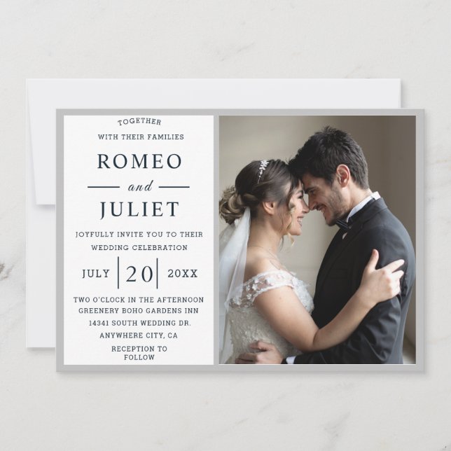 Invitation Mariage photo couple romantique (Devant)