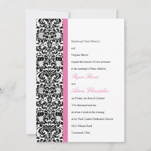 Invitation Mariage photo Damask classique