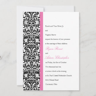 Invitation Mariage photo Damask classique