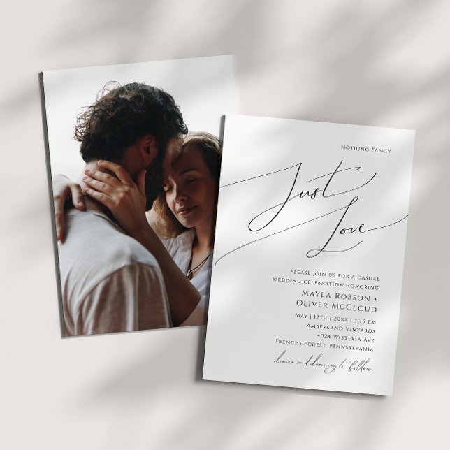 Invitation Mariage photo d'amour en écriture fantaisiste (Créateur téléchargé)