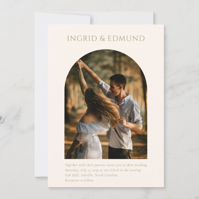 Invitation Mariage photo d'arch Minimaliste Moderne (Devant)