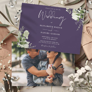 Invitation Mariage Photo de Botanique Pourpre