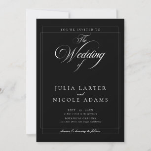 Invitation Mariage photo de calligraphie en ivoire noir class