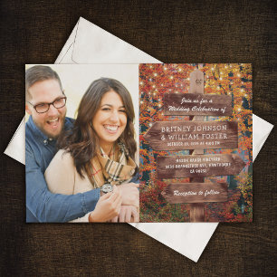 Invitation Mariage photo de campagne automnale rustique