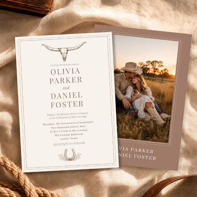 Invitation Mariage photo de campagne rustique occidentale (Créateur téléchargé)