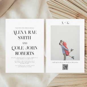 Invitation Mariage photo de code QR noir et blanc moderne