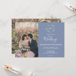 Invitation Mariage photo de couleur d'eau rustique feuille mo