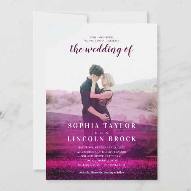 Invitation Mariage photo de couverture abstraite de Bourgogne (Devant)