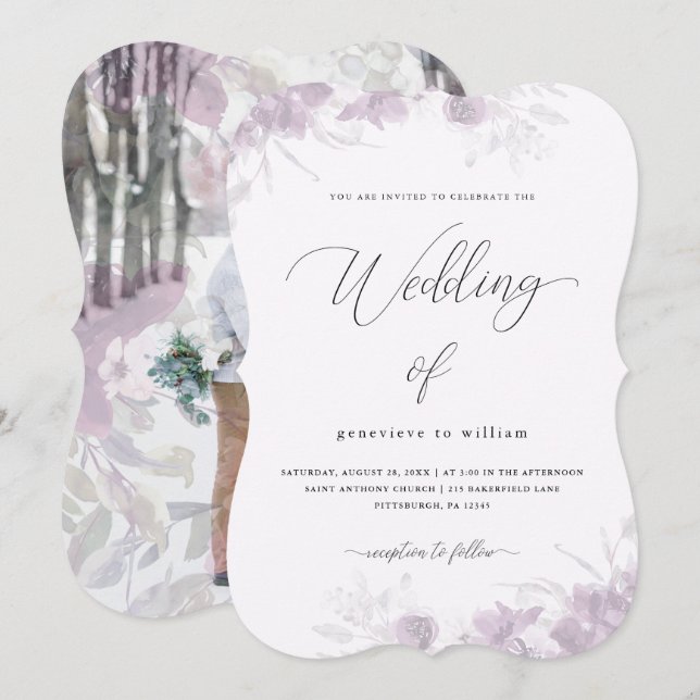 Invitation Mariage photo de couverture végétale simple (Devant / Derrière)