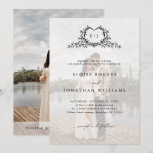 Invitation Mariage photo de crête de calligraphie minimaliste