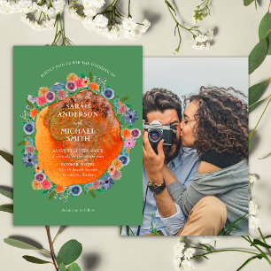 Invitation Mariage Photo de Fleur Verte Fantaisiste de Fleur