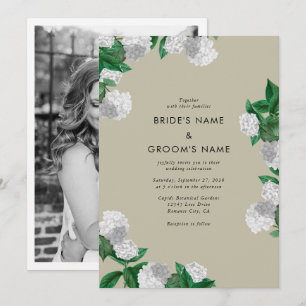 Invitation Mariage Photo de Fleurs de Hortensia Blanc