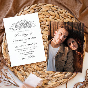Invitation Mariage Photo de Grange Rustique Élégant