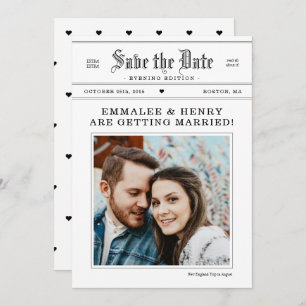 Invitation Mariage photo de journal vintage Enregistrer la da