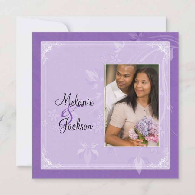 Invitation Mariage photo de la lavande violette florale (Devant)